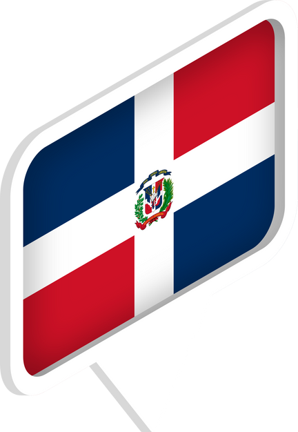 Isometric Rectangular Pointer with Flag Dominican Republic